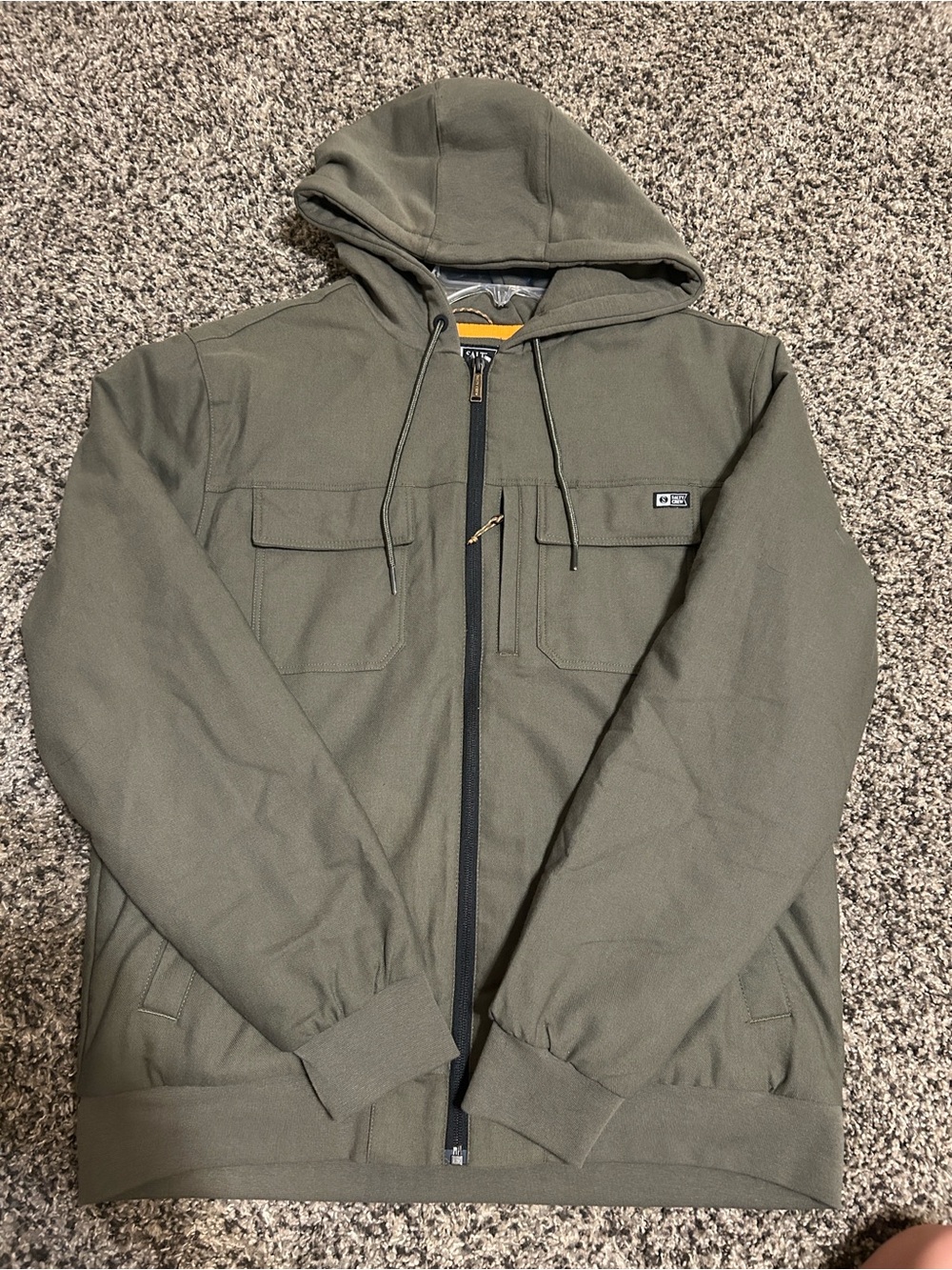 Salty Crew Olive Hooded Zip Shirt Jacket